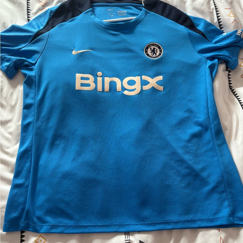 Nike Blue and White Chelsea Training Jersey - BingX Sponsor